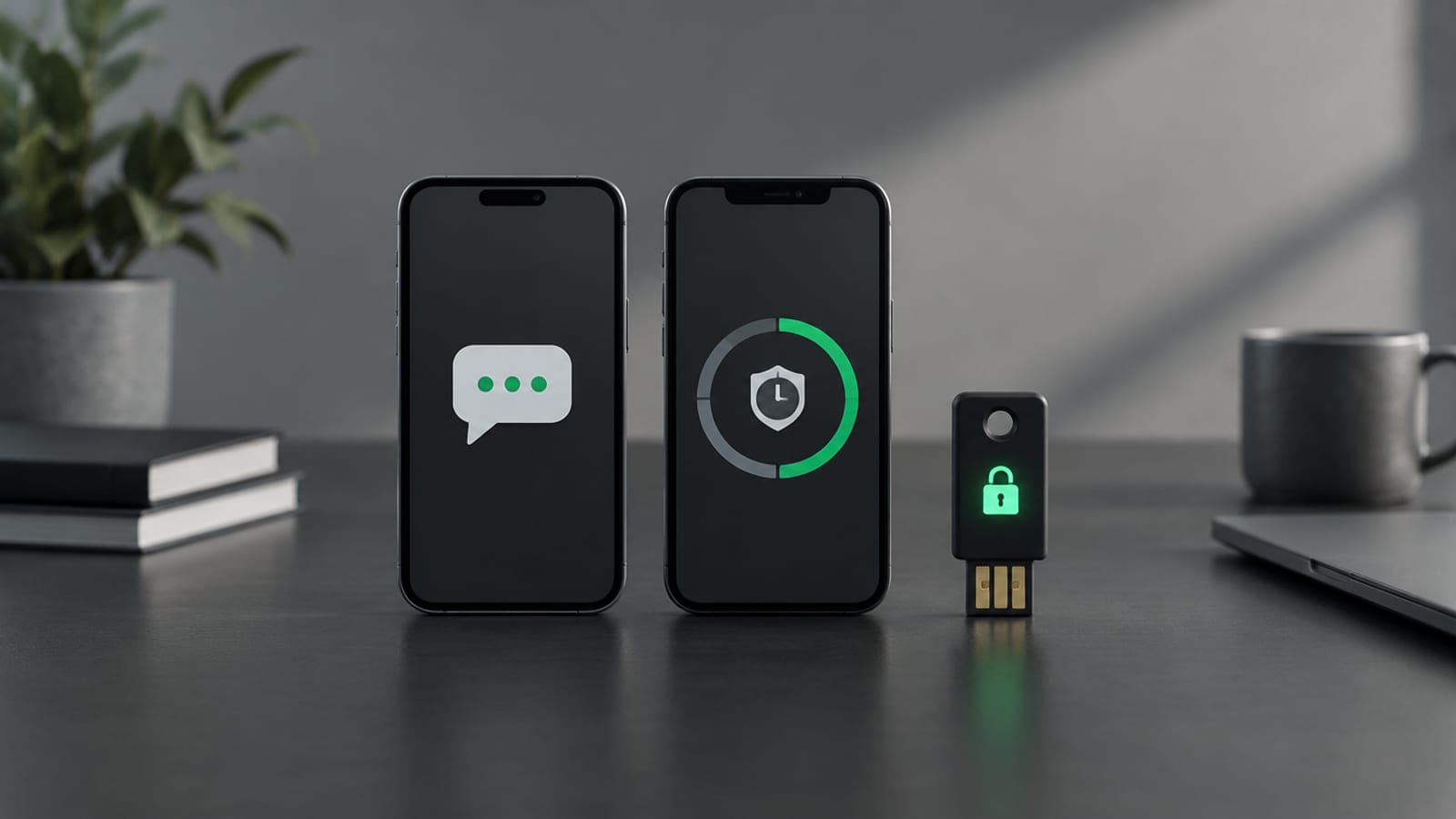 2FA authenticator app, SMS code and security key compared